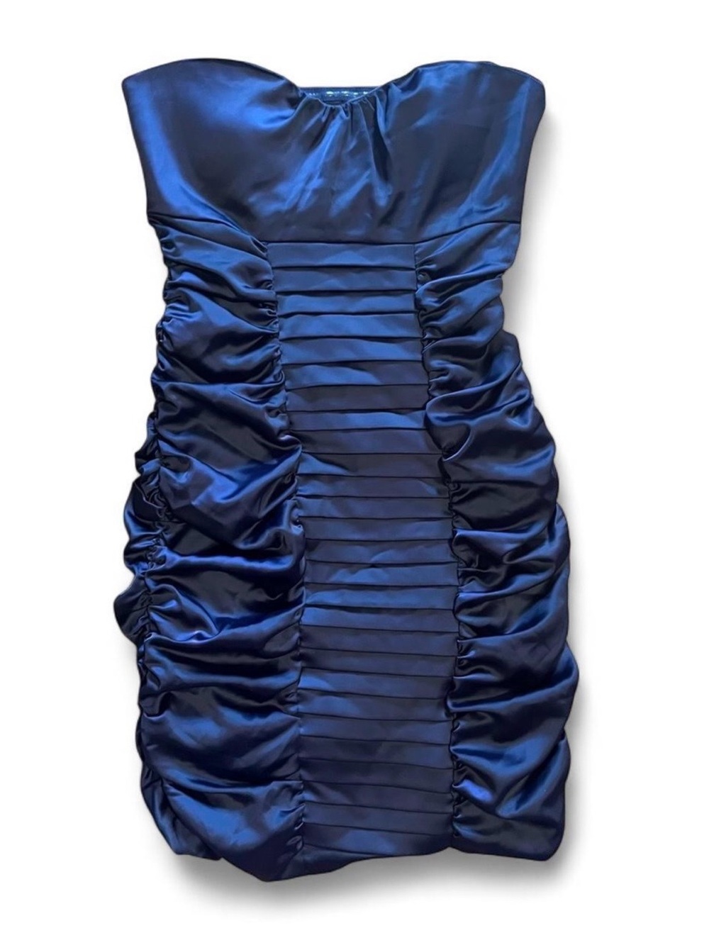 Gianni Bini Strapless Ruched Satin Cocktail Dress - Blue